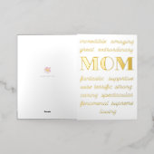 Carte De Vacances Métallisée Joyeuse Fête des mères Incroyable, Fenominal, Extr (Mise à l'extérieur)