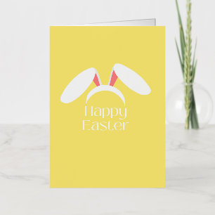 Carte De Vacances Métallisée Joyeuses oreilles de lapin blanc de Pâques