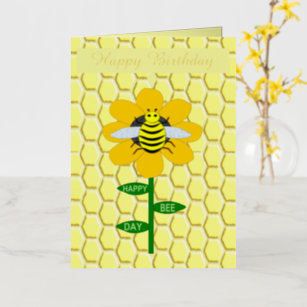 Carte De Vacances Métallisée Joyeux Jour des abeilles Anniversaire Bumblebee Pe