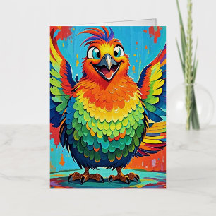 Carte De Vacances Métallisée Joyeux Oiseau coloré art abstrait