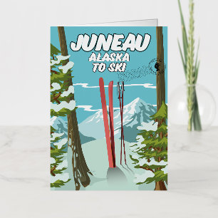 Carte De Vacances Métallisée Juneau Alaska À Ski