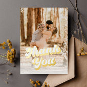 Carte De Vacances Métallisée Juste Peachy Merci Mariage Or