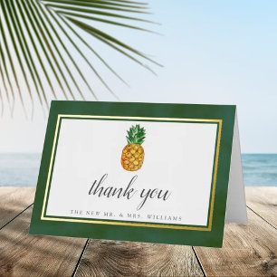 Carte De Vacances Métallisée La collection de mariage Tropical Pineapple Real