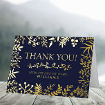 Carte De Vacances Métallisée L'élégante collection de Mariages floraux marine e<br><div class="desc">Dites merci dans le style avec ces élégantes et très tendance photo mariage véritable feuille pressée cartes de remerciement. Le design est facile à personnaliser avec votre propre photo et votre propre libellé et votre famille et vos amis seront ravis quand ils recevront ces fabuleux remerciements. Les éléments correspondants se...</div>