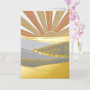 Carte De Vacances Métallisée Lever de soleil abstrait moderne sur le désert