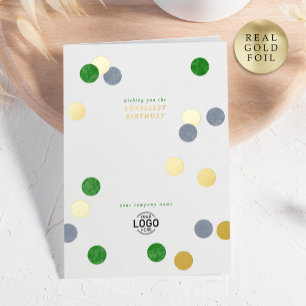 Carte De Vacances Métallisée Logo Entreprise Simple Moderne Vert Anniversaire O