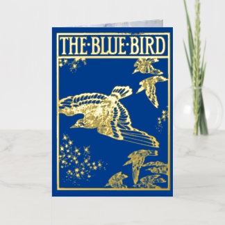 Carte De Vacances Métallisée L'oiseau bleu - or vintage