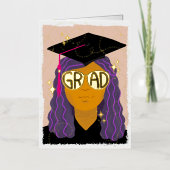 Carte De Vacances Métallisée Lunettes Magical Grad Félicitations Diplômé (Recto)