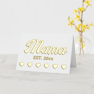Carte De Vacances Métallisée Mama personnalisé année texte personnalisé cœurs