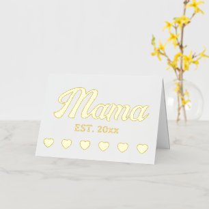Carte De Vacances Métallisée Mama personnalisé année texte personnalisé cœurs