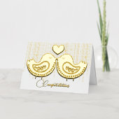 Carte De Vacances Métallisée Mariage Inséparables d'or (Recto)