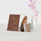 Carte De Vacances Métallisée Merci Élégant Script de Terracotta Graduation (Orchidée)