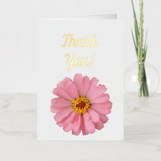 Carte De Vacances Métallisée Merci! Fleur rose (Recto)