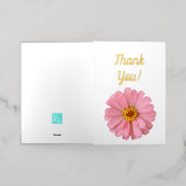 Carte De Vacances Métallisée Merci! Fleur rose (Mise à l'extérieur)