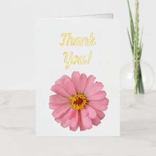 Carte De Vacances Métallisée Merci! Fleur rose