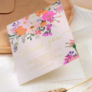 Carte De Vacances Métallisée Merci fleur sauvage pastel ressort douche