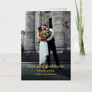 Carte De Vacances Métallisée Merci Mariage photo moderne minimaliste
