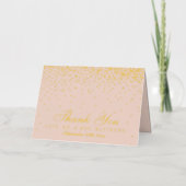 Carte De Vacances Métallisée Merci Mariage rose et glam Confetti (Recto)