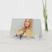 Carte De Vacances Métallisée Merci photo moderne Gold Script Graduation (Recto)