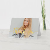 Carte De Vacances Métallisée Merci photo moderne Gold Script Graduation (Recto)