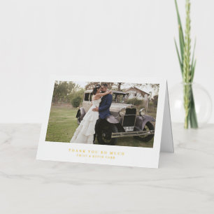 Carte De Vacances Métallisée Minimaliste Simple Photo Mariage Remerciements Or