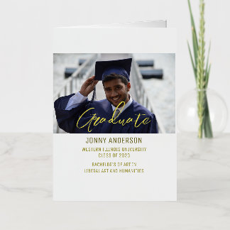 Carte De Vacances Métallisée Modern Minimalist Photo and Script