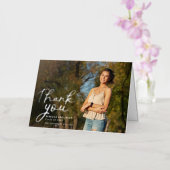 Carte De Vacances Métallisée Moderne Script Graduation Photo Merci Argent (Orchidée)