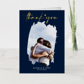 Carte De Vacances Métallisée Moderne Simple Mariage Merci Gold Marine (Recto)