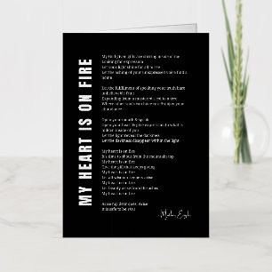 Carte De Vacances Métallisée Mon coeur est en feu encouragement poème poésie