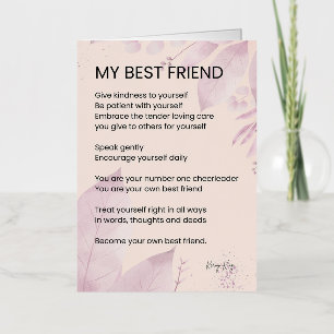 Carte De Vacances Métallisée Mon meilleur ami Encouragement Poème Poésie