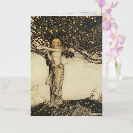 Carte De Vacances Métallisée Mythologie nordique Wagner Freya la Belle Rackham