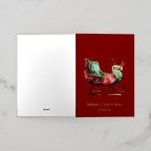 Carte De Vacances Métallisée Noel or Rouge Vert doré (Mise à l'extérieur)