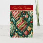 Carte De Vacances Métallisée Ornements festifs (Recto)