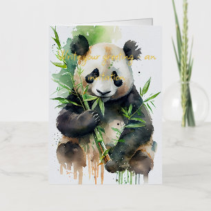 CARTE DE VACANCES MÉTALLISÉE PANDA