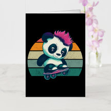 Panda bébé mignonne avec mohawk | Panda de patinag