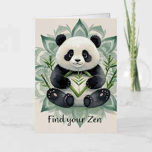 Carte De Vacances Métallisée Panda dodu assis en posture de lotus Zen
