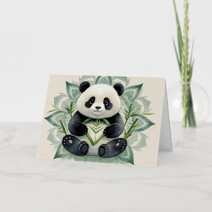 Carte De Vacances Métallisée Panda dodu assis en posture de lotus Zen