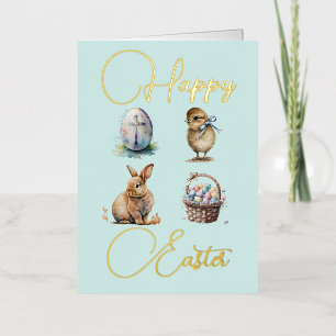 Carte De Vacances Métallisée Pâques