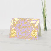 Carte De Vacances Métallisée Pâques élégantes et heureuses (Recto)