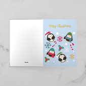 Carte De Vacances Métallisée Penguin de Christmas (Mise à l'extérieur)