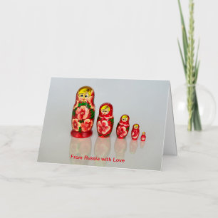 Carte De Vacances Métallisée Personnaliser Russe Matryoshka empilage poupées
