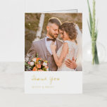 Carte De Vacances Métallisée Photo minimaliste Merci Mariage moderne<br><div class="desc">Carte de remerciements mariage de feuille moderne avec une mise en page simple et minimale avec des polices serif et script avec votre photo préférée.</div>