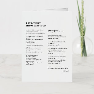 Carte De Vacances Métallisée Poème d'amour vraiment mal compris