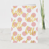 Carte De Vacances Métallisée Pois rose simple et moderne Bonjour (Recto)