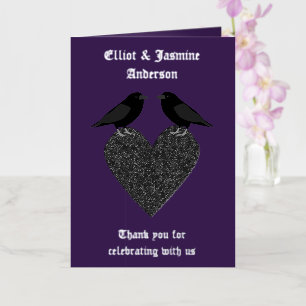 Carte De Vacances Métallisée Ravens gothiques et Black Heart Custom
