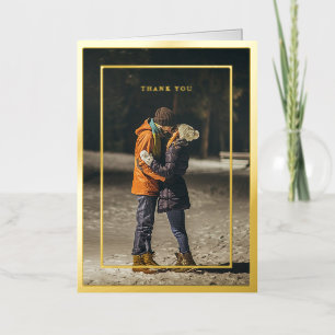 Carte De Vacances Métallisée Remerciement de photo de mariage formelle encadrée