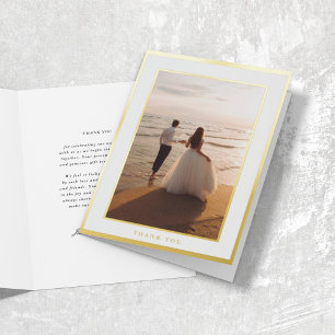 Carte De Vacances Métallisée Remerciement de photo de mariage formelle encadrée