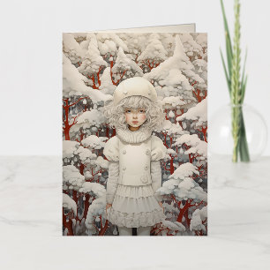 Carte De Vacances Métallisée Rêve de Noël blanc