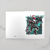 Carte De Vacances Métallisée Robot Père Noël propulsé par l'IA avec drones et N (Mise à l'extérieur)