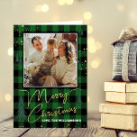 Carte De Vacances Métallisée Russe Plaid Christmas Tree Forest Photo Real<br><div class="desc">Envoyez les salutations de vacances de cette année dans le style avec ces cartes de fin de année uniques et modernes en papier à papier. Ajoutez facilement votre propre photo et votre propre libellé personnalisé à ces cartes de fin de année en utilisant la section "Modifier ce modèle de conception",...</div>